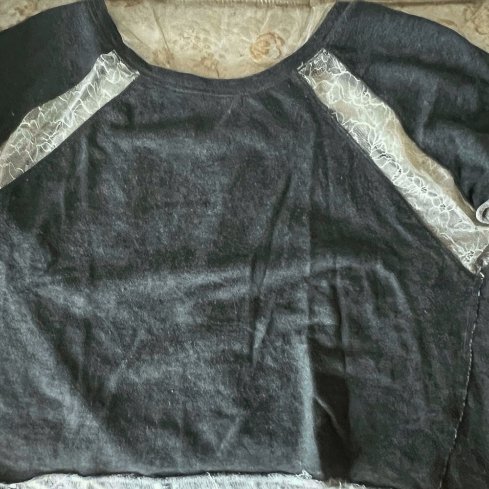 Chic Grey Lace Accent Top